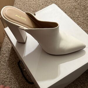 Aldo Cream Heeled Mules